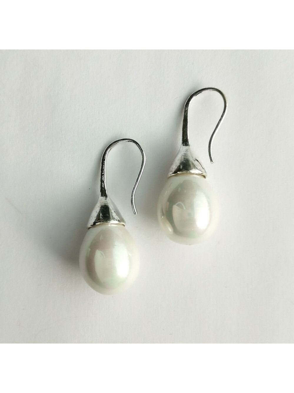 White Shell Pearl drop earrings In silver ๐ - Picture 8 of 8